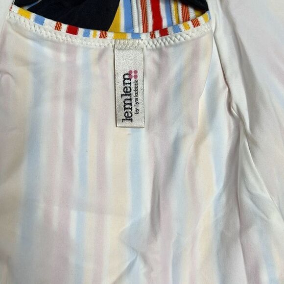 Lemlem Mokati High-Waisted Bikini Bottoms Orange Striped New Size Small - Picture 5 of 8